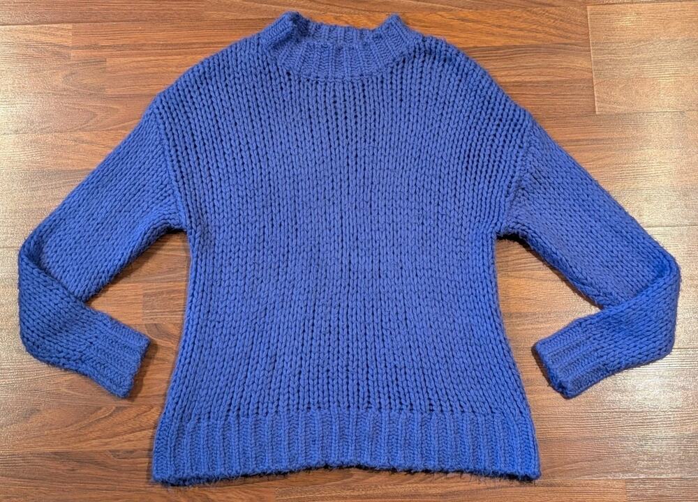 Zara Knit Womens S Chunky Purple Sweater Oversized Open Knit Pullover Cozy